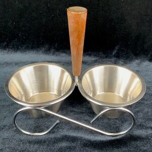 Vintage Rostfritt Stal Sweden Double Condiment Caddy Server Stainless Steel MCM